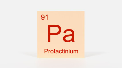 Protactinium Element 3D Render - Periodic Table Box with Atomic Number 91, Scientific Education, Chemistry Classroom, Modern Science Poster, and Laboratory Wall Art