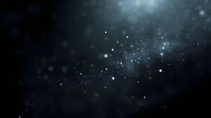 Fototapeta premium Abstract Dark Blue Background with Glowing Particles and Bokeh Lights