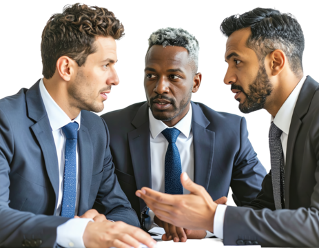 Businesspeople discussing in formal attire