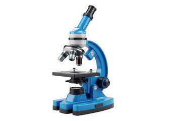 Blue microscope isolated on transparent background