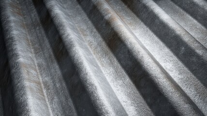 Corrugated Metal Texture Silver Gray Waves Abstract Background