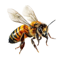 Bee, watercolor painting, vector illustration, isolated on a white background.