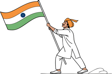 man with flag, farmer with flag vector illustration of an abstract floral background, happy independence day, 15 august, india independence day