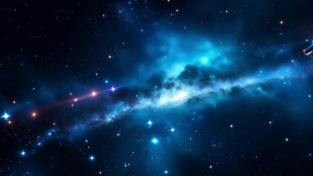 Futuristic flying saucer gliding through a starry nebula.mp4