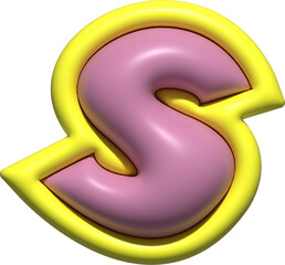 3d rendered illustration of a character, Cartoon Style Inflated Letter S Sign Symbol Graphic Element