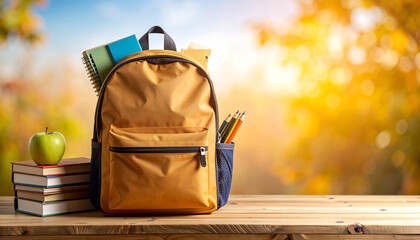 backpack and books