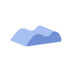 Flat vector illustration of a modern blue orthopedic pillow designed for neck or lumbar support.  Back and neck pain solutions, ergonomic sleep, posture correction, physical therapy, chiropractic care