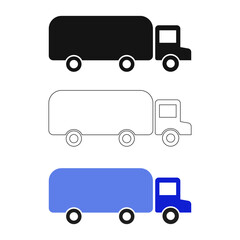 Various types of truck or lorry symbol isolated on transparent background
