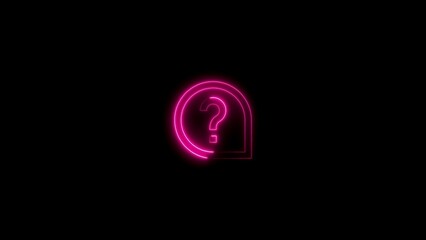 Neon pink question mark inside speech bubble representing help and uncertainty symbol
