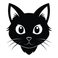 Obraz premium Black Silhouette Cat Head Illustration