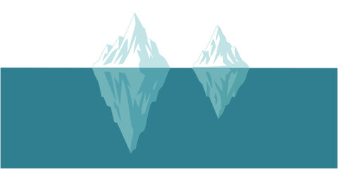 Stunning vector illustration of majestic icebergs floating in the ocean, showcasing both visible and submerged parts, ideal for environmental, climate, or nature-themed projects. © Nicolas 