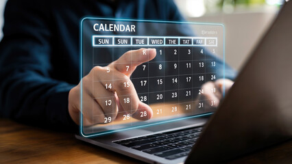 Modern professional scheduling tasks on a futuristic digital calendar interface