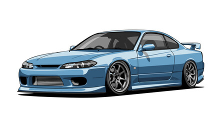 Fototapeta premium Light Blue Sports Vehicle With Modified Body Kit