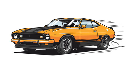 Obraz premium Orange Classic Sports Car in Motion Pixel Art Illustration