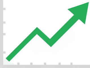 A green arrow graph showing upward trend on a white background with grid lines and vector ips indicator