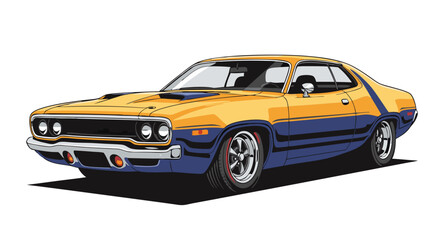 Pixel Art Classic Yellow And Blue Sports Car