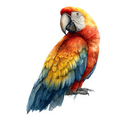 Parrot, watercolor painting, vector illustration, isolated on a white background.