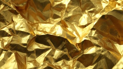 Obraz premium Golden crumpled foil texture background luxury design