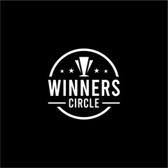Vintage winners circle trophy badge logo