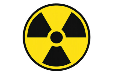 Radioactive warning symbol on transparent background representing nuclear hazard