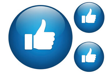 Fototapeta premium Blue thumbs up icons isolated on transparent background