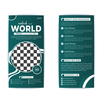 Creative travel dl flyer design template layout design for print