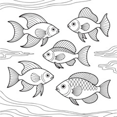 set of fish vector