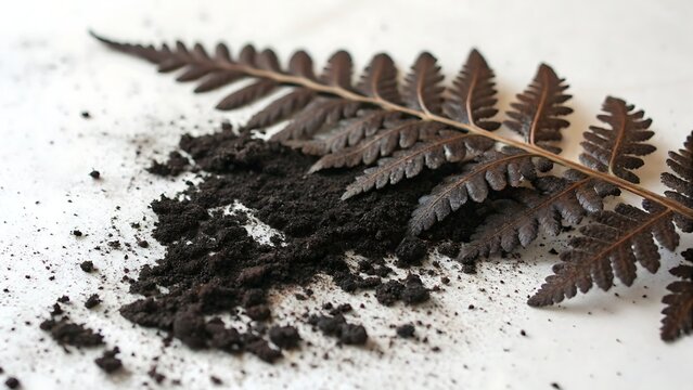 fern leaf on black background