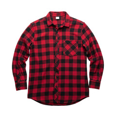 Red black checkered flannel shirt isolated on white background