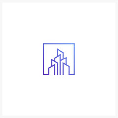 Abstract Urban City Building Line Art