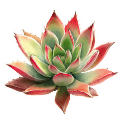 Watercolor vector illustration of Tiger Jaw Succulent, isolated on white background.