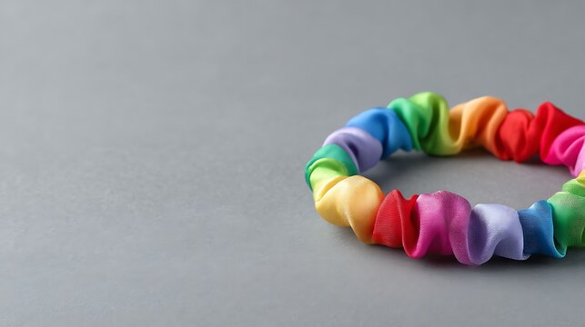 Colorful Ribbon Hair Tie on a Gray Background Accessories for and Girls - Powered by Adobe