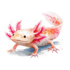 Axolotl in watercolor style, vector illustration, isolated on white background.