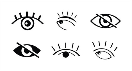 eye icon set, eyesight healthcare and medical sign symbol, cornea scan eye icons,  Visible icon, Vector Illustration EPS 10.