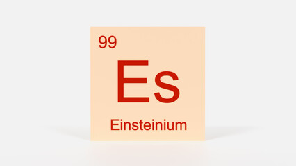 Einsteinium Element 3D Render - Periodic Table Box with Atomic Number 99, Scientific Education, Chemistry Classroom, Modern Science Poster, and Laboratory Wall Art