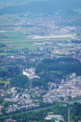 Fototapeta premium The panorama of Salzburg from Gaisberg mountain, Austria