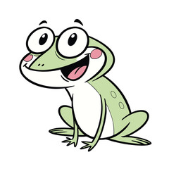 Naklejka premium Cute cartoon frog character smiling and happy, isolated on white background