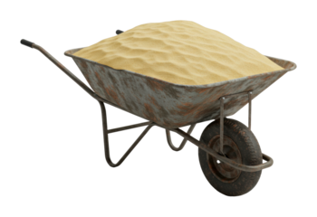 Constructing with wheelbarrow construction site outdoor side building and transport concepts. Cut out png