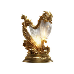 Ornate Golden Harp with Crystal Strings - Luxurious Musical Instrument