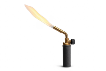 Small gas torch emitting a powerful flame on transparent background