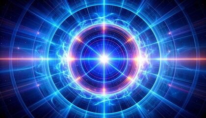Abstract energy portal, radial lines, glowing center