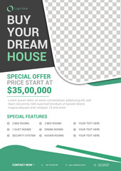 Modern Green and White Real Estate House Sale Flyer Template