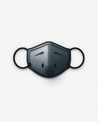 Stylized Dark Gray Protective Face Mask Against White Background
