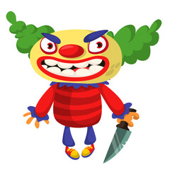 Cartoon scary clown character design. Vector Halloween illustration