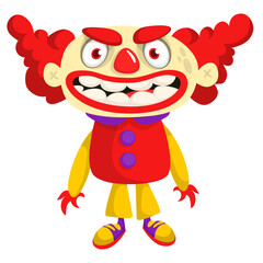 Cartoon scary clown character design. Vector Halloween illustration