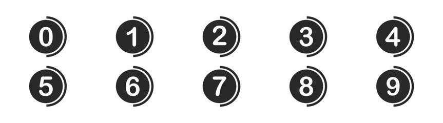 Icon set with numbers and vector elements. Includes bubble chat, buttons, and circle symbols. Graphic design and infographic for business and modern illustration. 