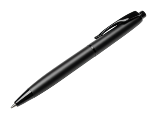 Writing essentials black pen on clean surface office environment product minimalist viewpoint. Cut out png