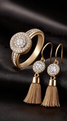 Luxury gold tone diamond jewelry set