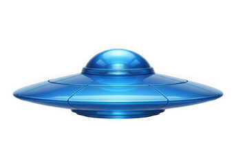 Shiny blue flying saucer ufo isolated on transparent background