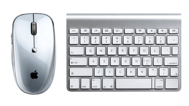 Minimalist Modern Technology: A sleek, top-down shot of a wireless keyboard and mouse, exemplifying minimalist design. Clean lines, and modern aesthetic, perfect for tech and design concepts.